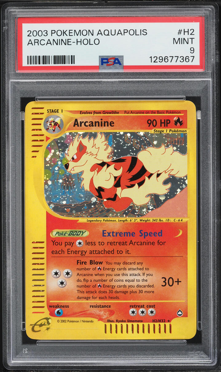 2003 Pokemon Aquapolis Holo Arcanine #H2 PSA 9 MINT