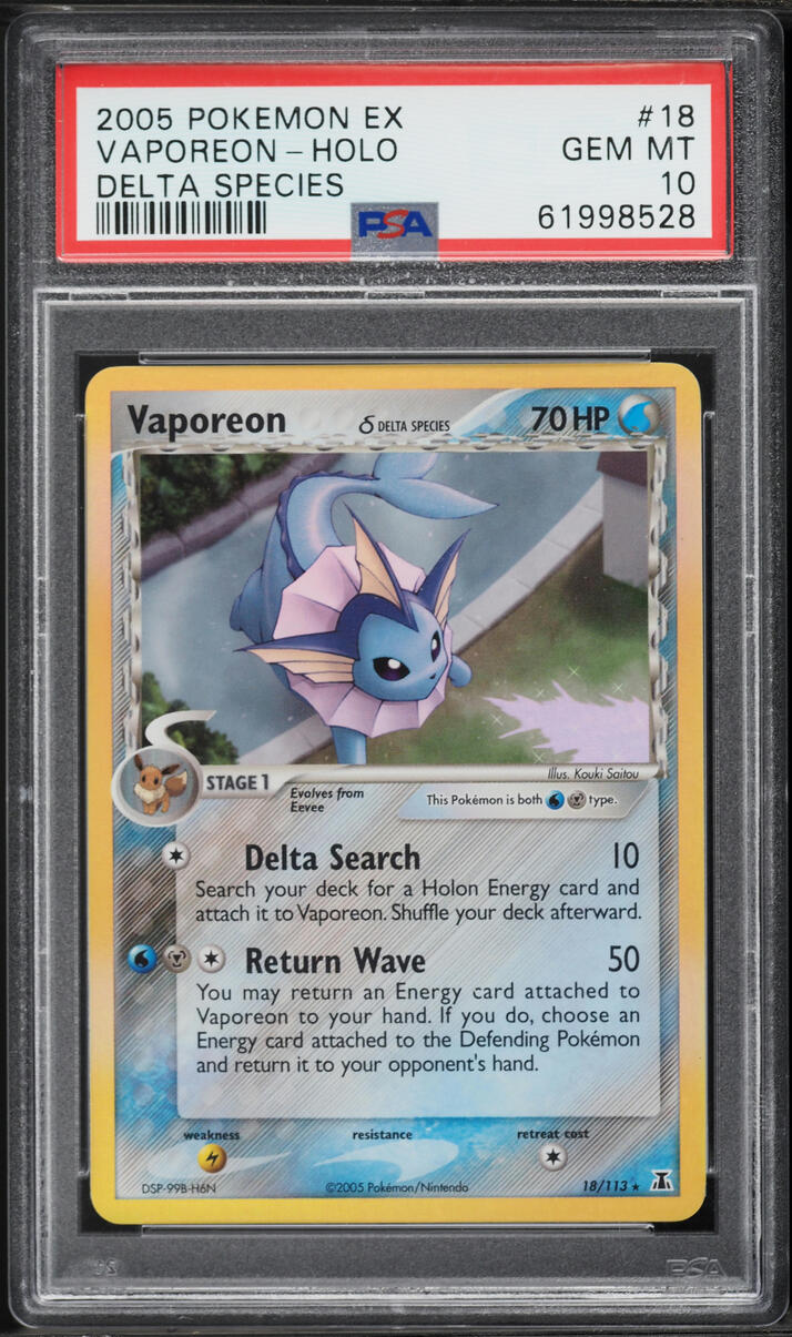 2005 Pokemon EX Delta Species Holo Vaporeon #18 PSA 10 GEM MINT