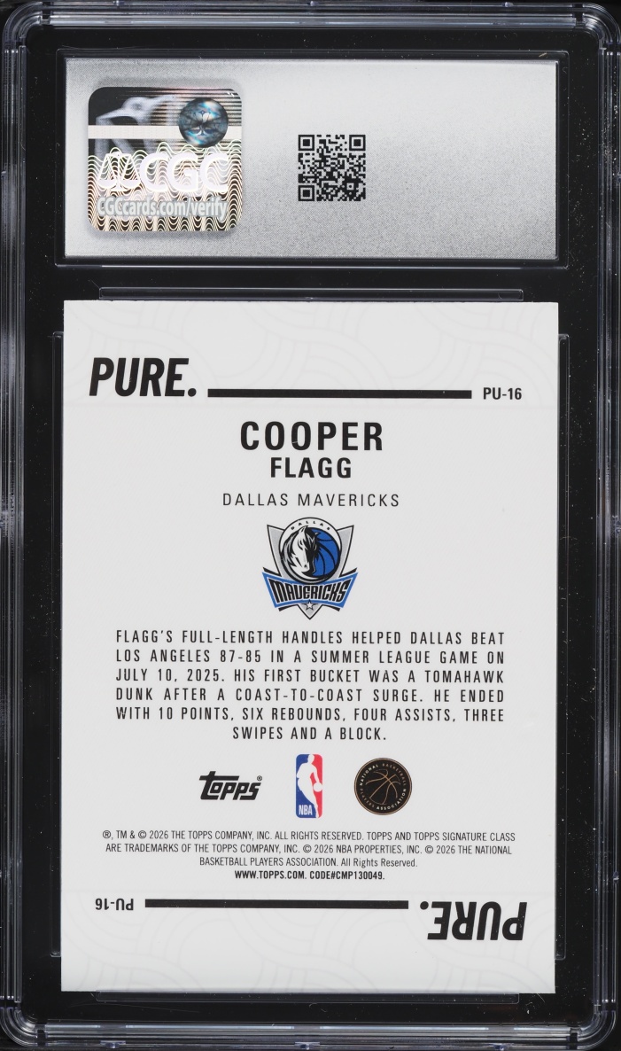 2025 Topps Signature Class Pure Cooper Flagg ROOKIE #PU-16 CGC 10 GEM MINT