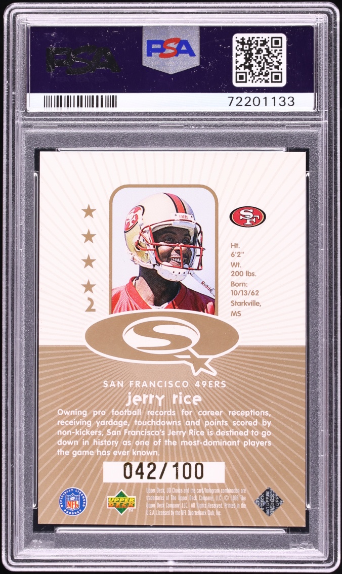 1998 Upper Deck Choice Starquest Gold Jerry Rice /100 #2 PSA 8 NM-MT - Photo 2