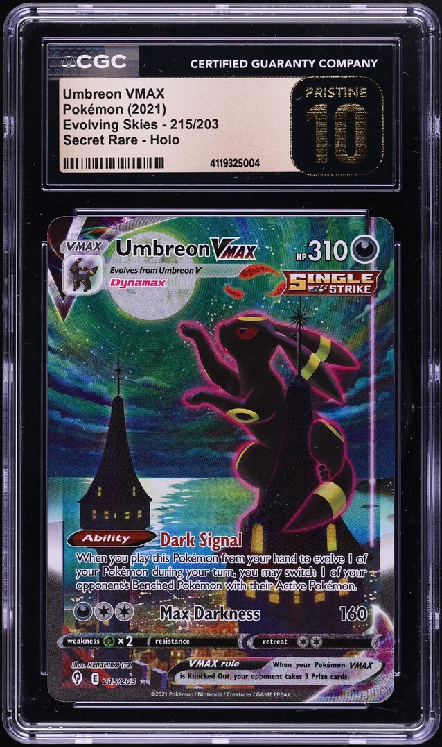 2021 Pokemon SWSH Evolving Skies Full Art Umbreon VMAX #215 CGC 10 PRISTINE