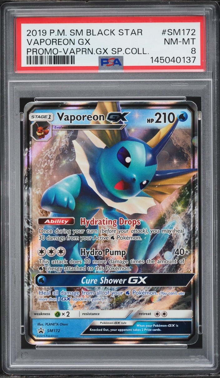 2019 Pokemon Sun & Moon Promo Special Collection Full Art Vaporeon GX #SM172 PSA 8 NM-MT