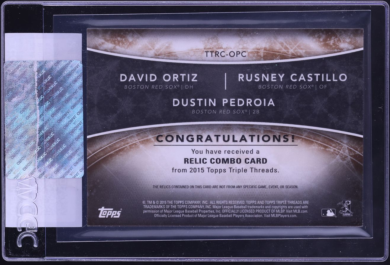 2015 Topps Triple Threads Combos Sepia David Ortiz Dustin Pedroia Castillo PATCH /27 CGC AUTH