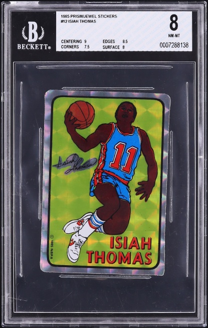 1985 Prism Jewel Stickers Isiah Thomas ROOKIE #12 BGS 8 NM-MT