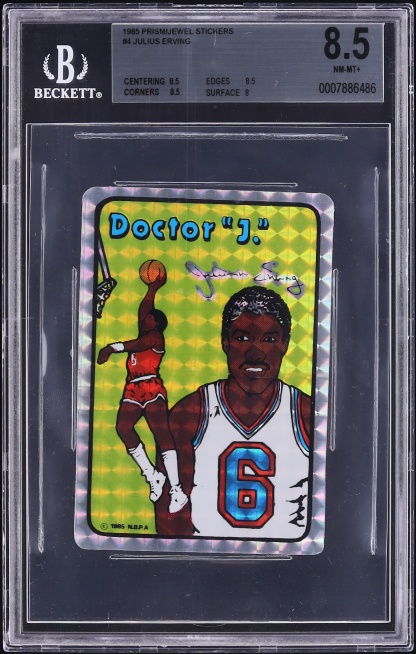 1985 Prism Jewel Stickers Julius Erving #4 BGS 8.5 NM-MT+