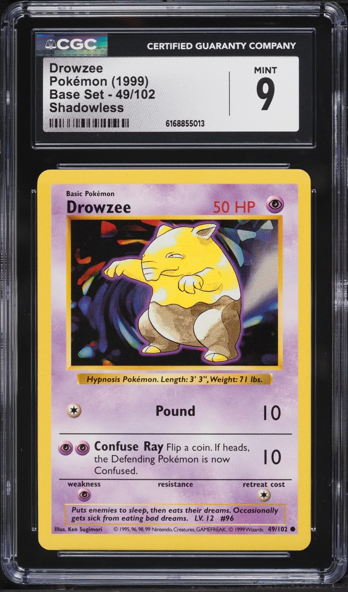1999 Pokemon Base Set Shadowless Drowzee #49 CGC 9 MINT