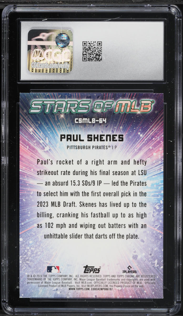 2024 Topps Chrome Update Stars Of MLB Paul Skenes ROOKIE #CSMLB-64 CGC 10 GEM MINT