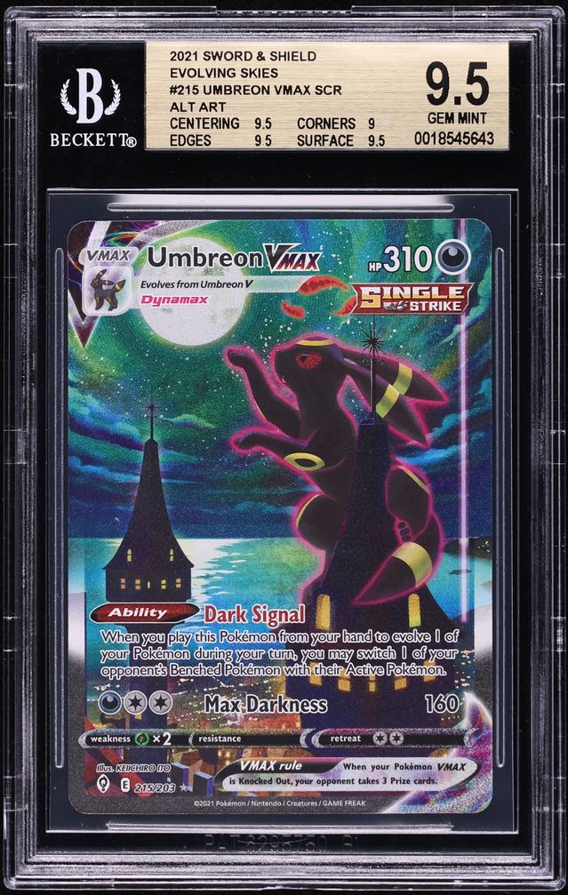 2021 Pokemon SWSH Evolving Skies Alt Art Umbreon VMAX #215 BGS 9.5 GEM MINT