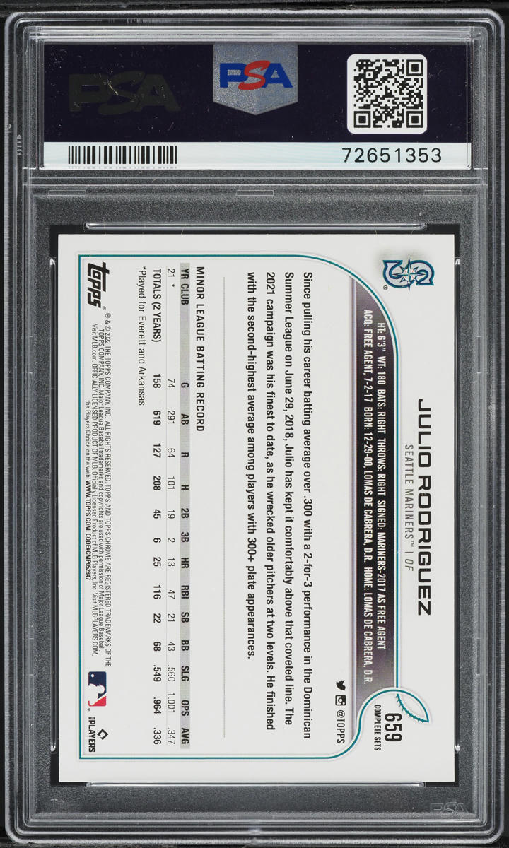 2022 Topps Complete Set Variation Julio Rodriguez ROOKIE #659 PSA 9 MINT