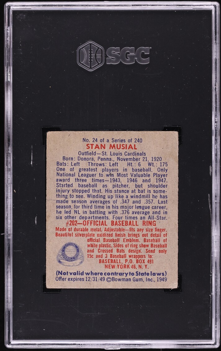 1949 Bowman Stan Musial #24 SGC AUTH