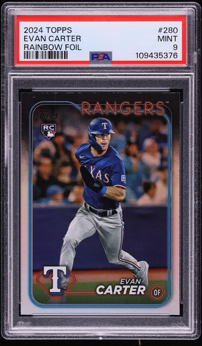2024 Topps Rainbow Foil Evan Carter ROOKIE #280 PSA 9 MINT