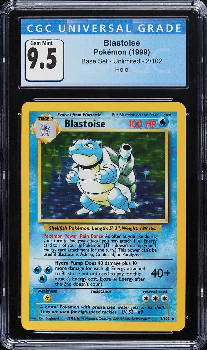 1999 Pokemon Base Set Holo Blastoise #2 CGC 9.5 GEM MINT