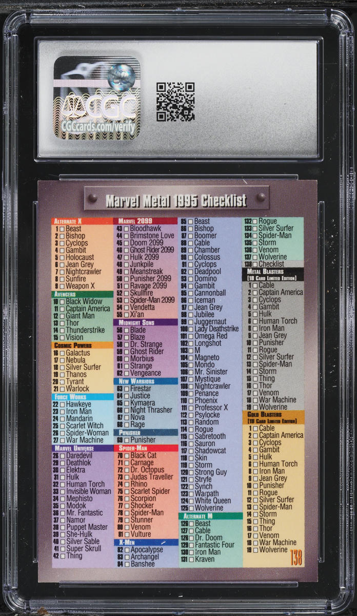 1995 Marvel Metal Inaugural Edition Checklist #138 CGC 8.5 NM-MT+