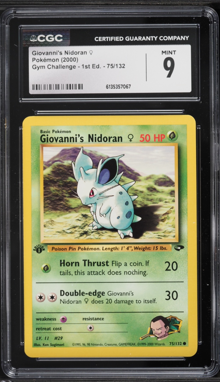 2000 Pokemon Gym Challenge 1st Edition Giovanni's Nidoran #75 CGC 9 MINT