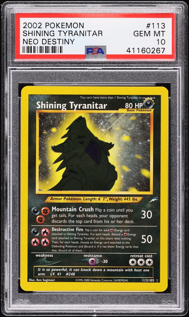 2002 Pokemon Neo Destiny Shining Tyranitar #113 PSA 10 GEM MINT