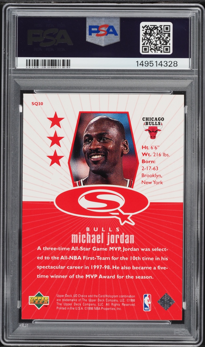 1998 Upper Deck Choice Starquest Red Michael Jordan #SQ30 PSA 8 NM-MT