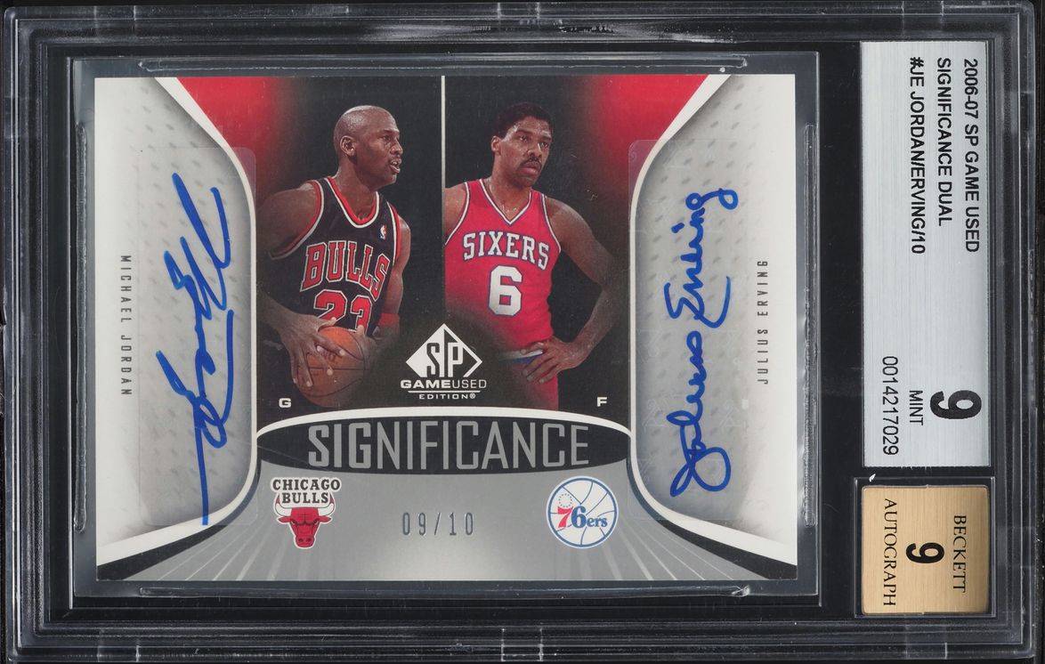 2006 SP Game Used Significance Michael Jordan Julius Erving AUTO /10 ...