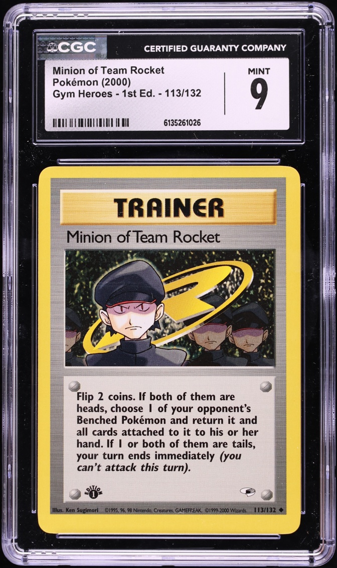 2000 Pokemon Gym Heroes 1st Edition Minion Of Team Rocket #113 CGC 9 MINT