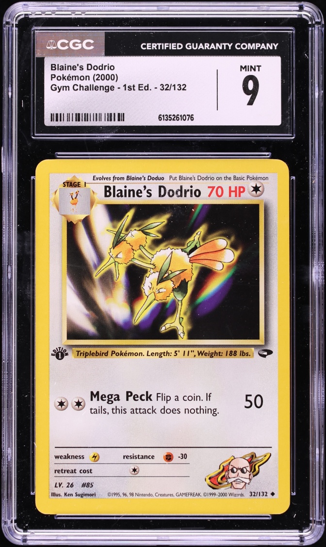 2000 Pokemon Gym Challenge 1st Edition Blaine's Dodrio #32 CGC 9 MINT