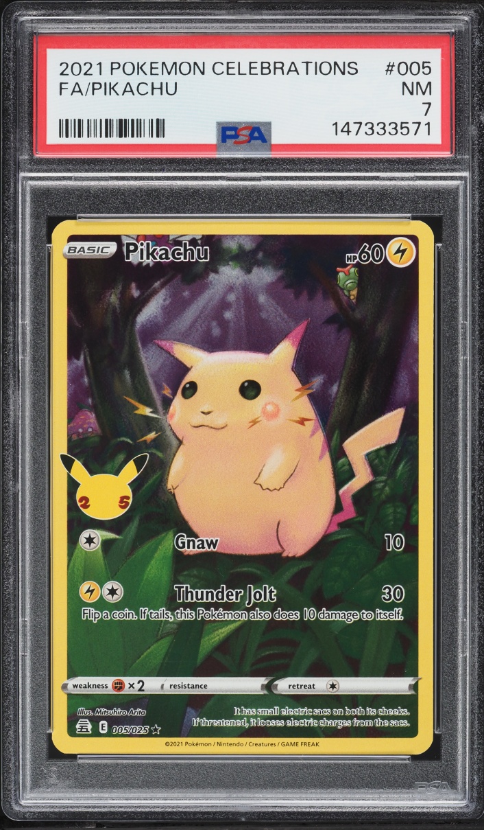 2021 Pokemon Sword & Shield Celebrations Full Art Pikachu #5 PSA 7 NRMT