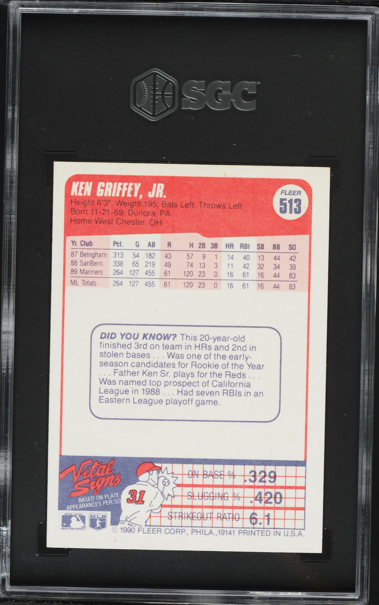 1990 Fleer Ken Griffey Jr. #513 SGC 9 MINT
