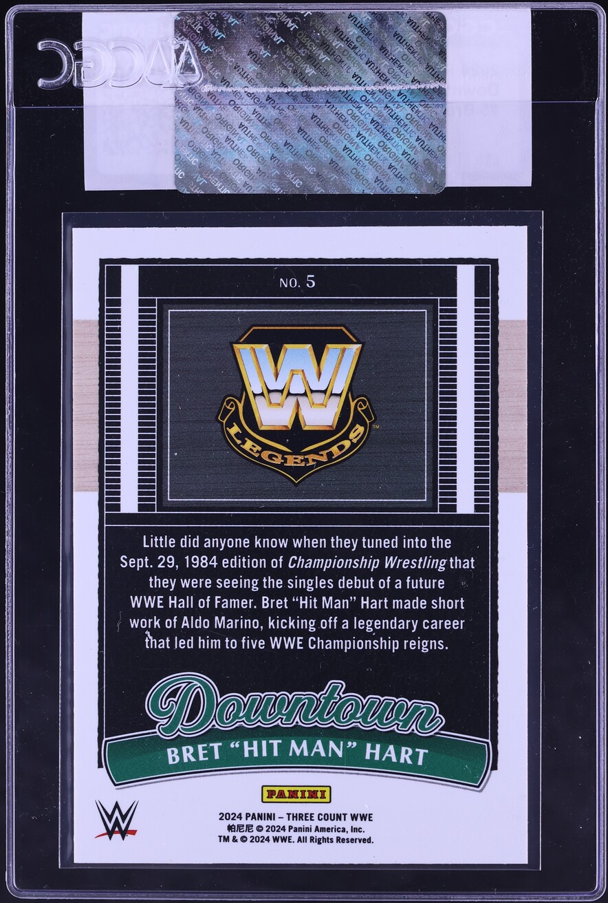 2024 Panini Three Count WWE Downtown Bret "Hit Man" Hart #5 CGC AUTH