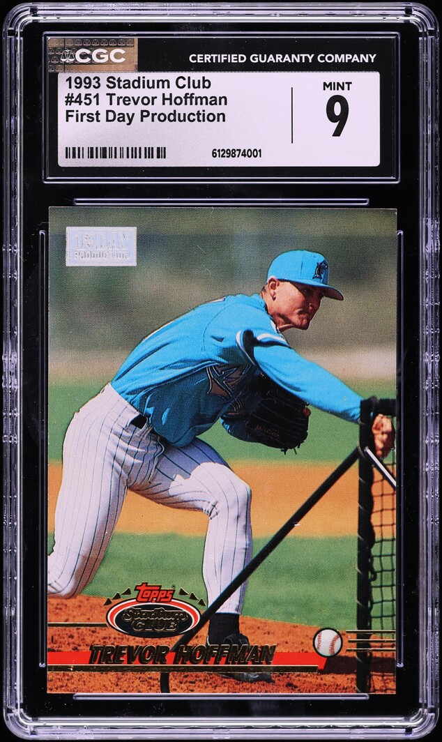 1993 Stadium Club First Day Production Trevor Hoffman ROOKIE #451 CGC 9 MINT