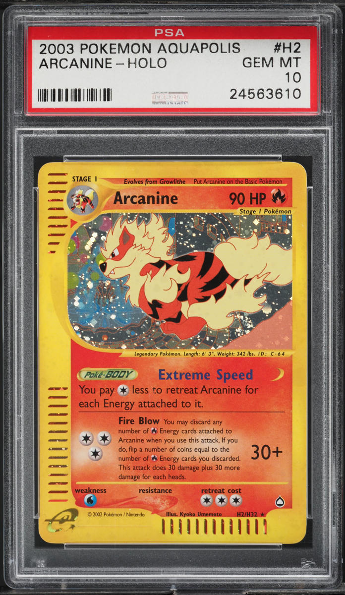 2003 Pokemon Aquapolis Holo Arcanine PSA 10 GEM MINT