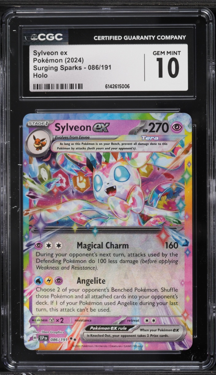 2024 Pokemon Scarlet & Violet Surging Sparks Holo Sylveon EX #86 CGC 10 GEM MINT