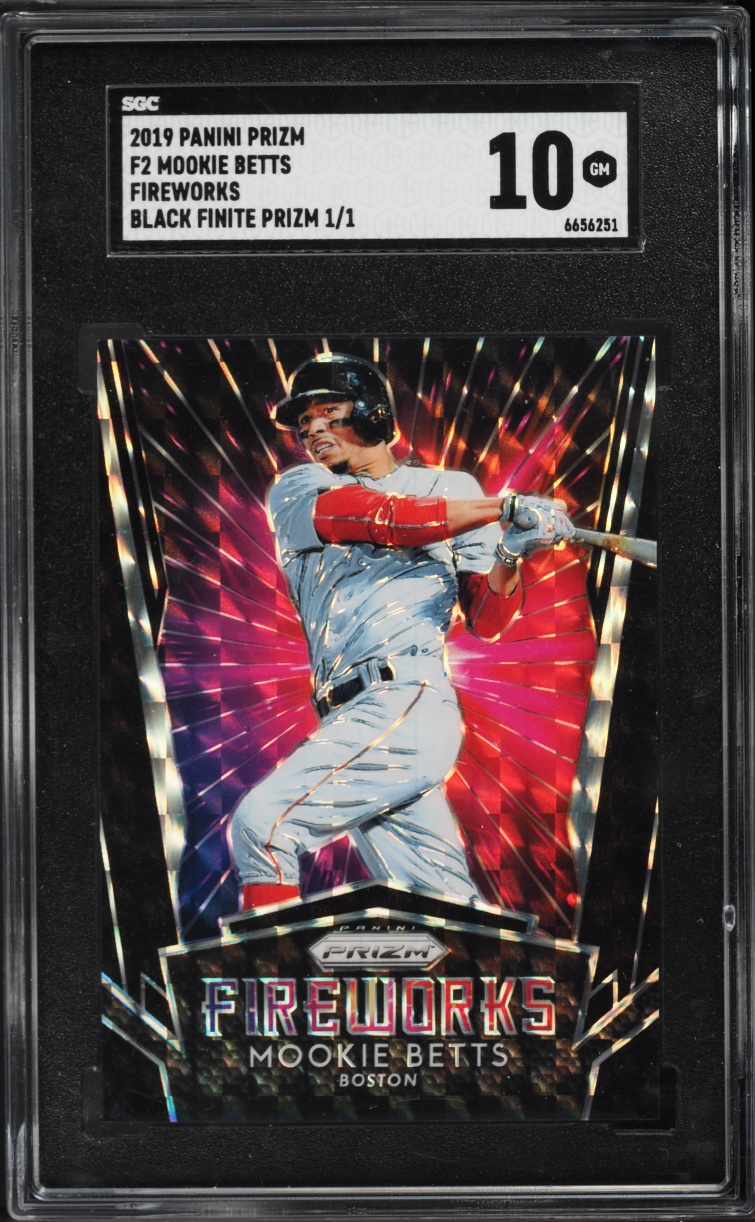 2019 Panini Prizm Fireworks Black Finite Mookie Betts 1/1 #F2 SGC 10 GEM MINT