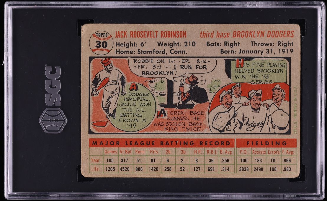1956 Topps Jackie Robinson #30 SGC 2.5 GD+