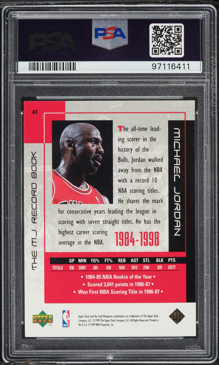 1999 Upper Deck MJ Career Collection The Record Book Michael Jordan #47 PSA 9