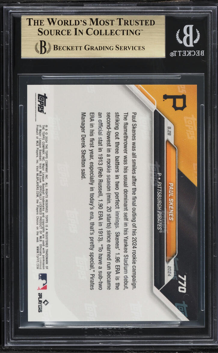 2024 Topps Now Paul Skenes ROOKIE #770 BGS 10 PRISTINE