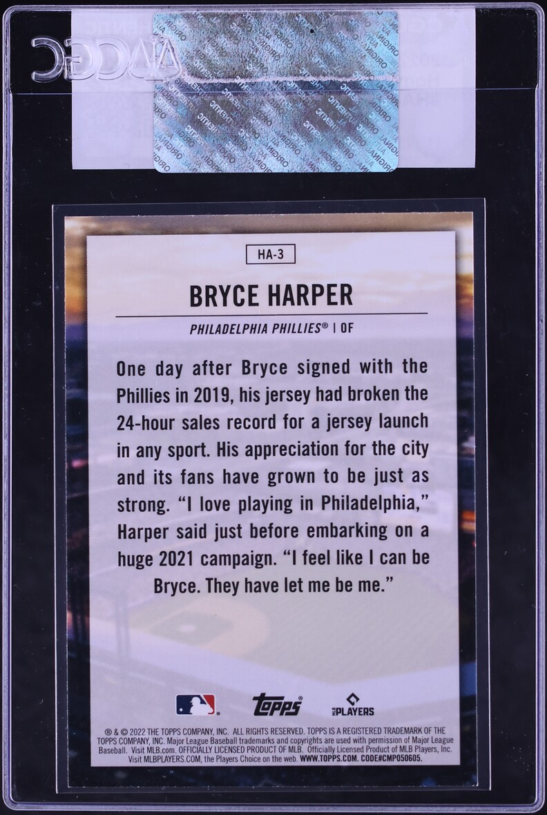 2022 Topps Home Field Advantage Bryce Harper #HA-3 CGC AUTH