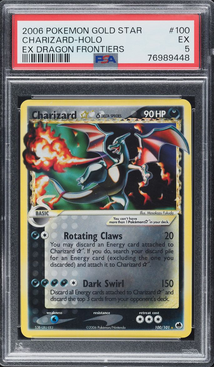 2006 Pokemon EX Dragon Frontiers Holo Charizard Gold Star #100 PSA 5 EX
