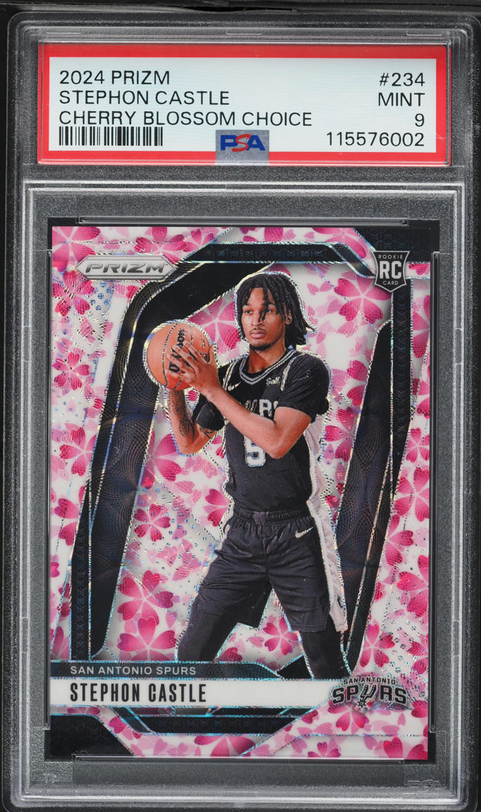 2024 Panini Prizm Cherry Blossom Choice Stephon Castle ROOKIE JERSEY # 5/20 #234 PSA 9 MINT