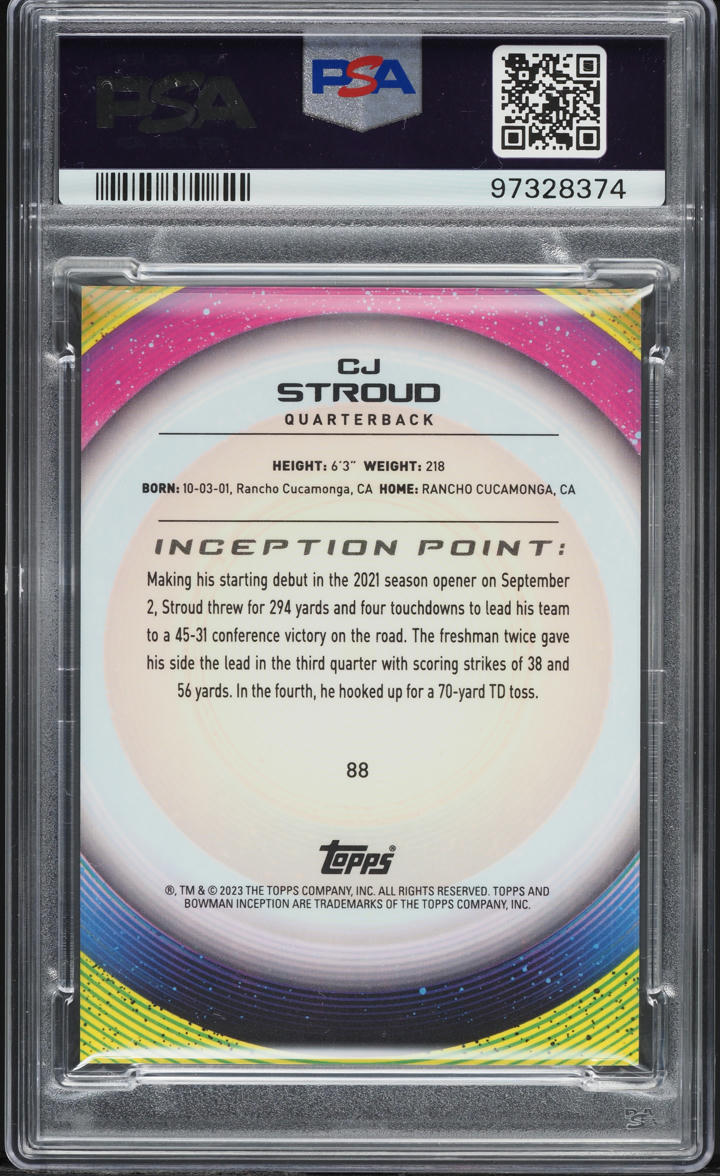 2022 Bowman University Inception Gold V1 Foil CJ Stroud ROOKIE /50 #88 PSA 10