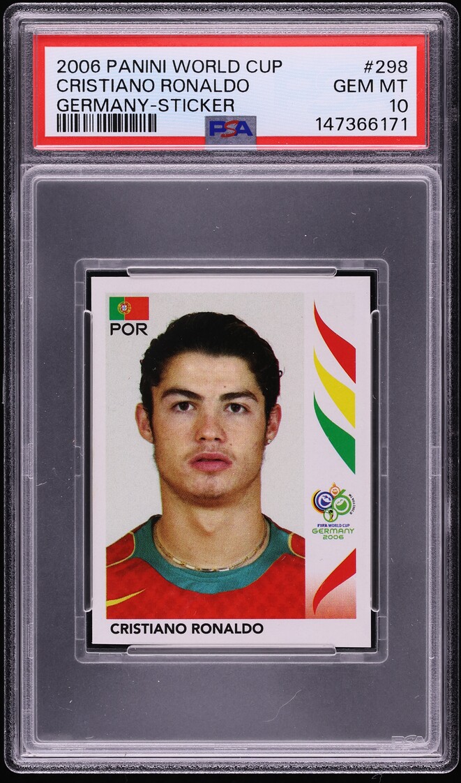 2006 Panini World Cup Germany Sticker Cristiano Ronaldo #298 PSA 10 GEM MINT