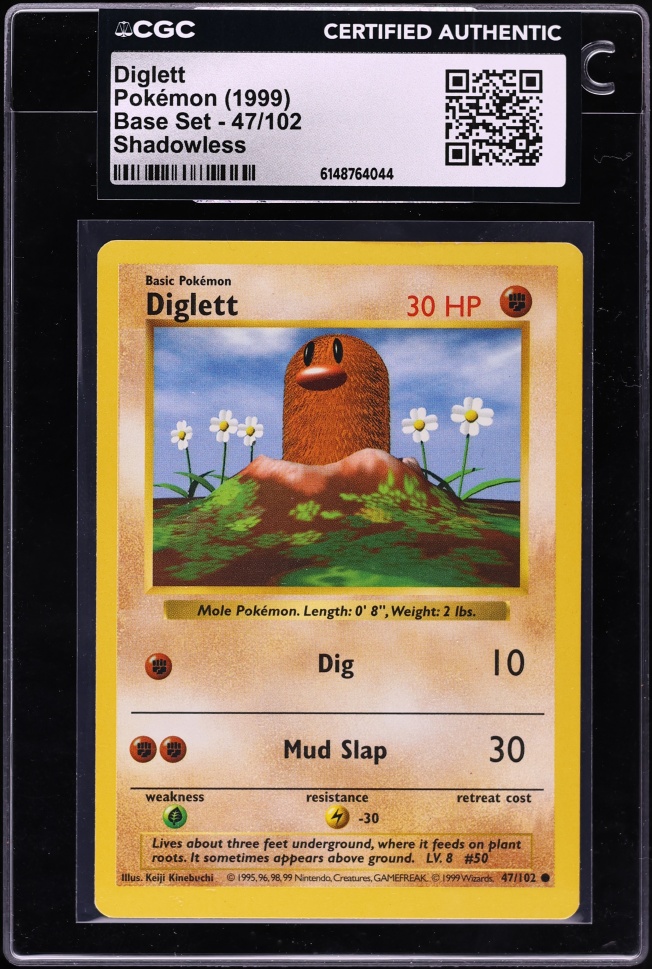 1999 Pokemon Base Set Shadowless Diglett #47 CGC AUTH on Fanatics Collect