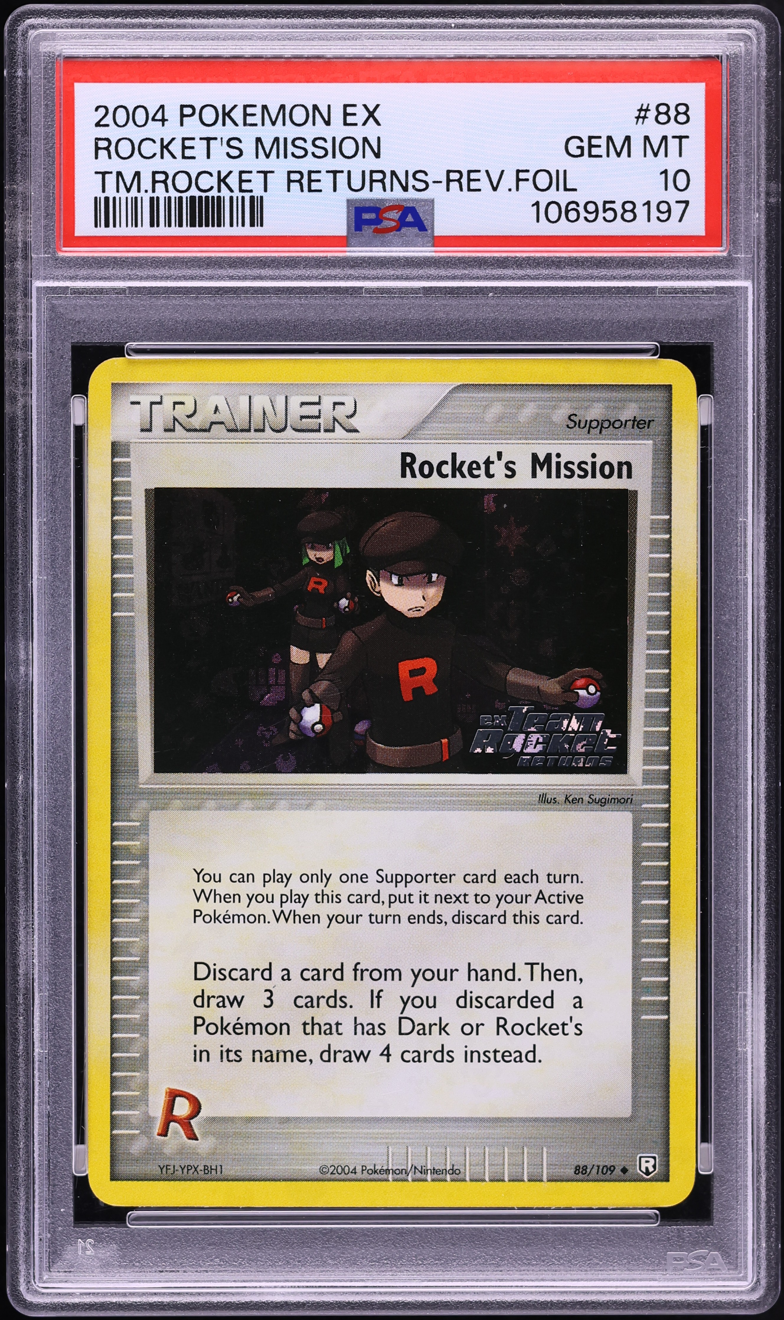 2004 Pokemon EX Team Rocket Returns Reverse Holo Rocket's Mission #88 PSA 10 GEM MINT