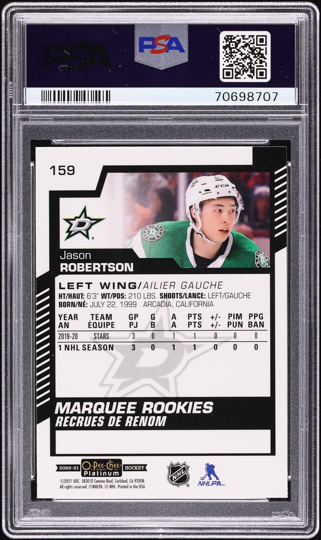 2020 O-Pee-Chee Platinum Jason Robertson ROOKIE #159 PSA 9 MINT