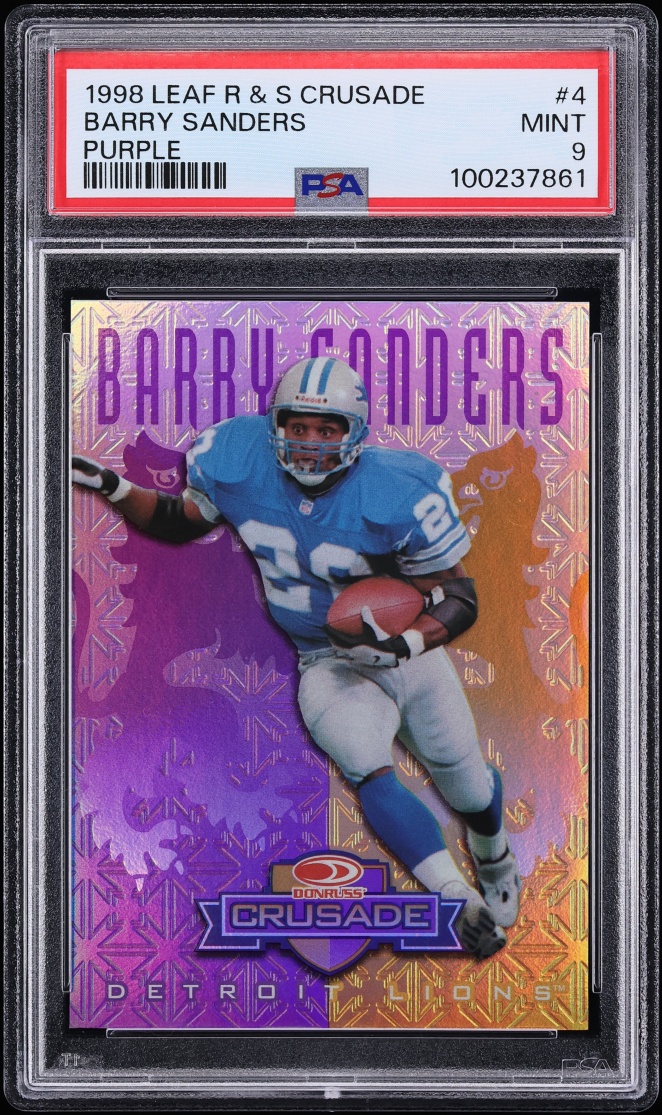 1998 Leaf Rookies & Stars Crusade Purple Barry Sanders /100 #4 PSA 9 MINT