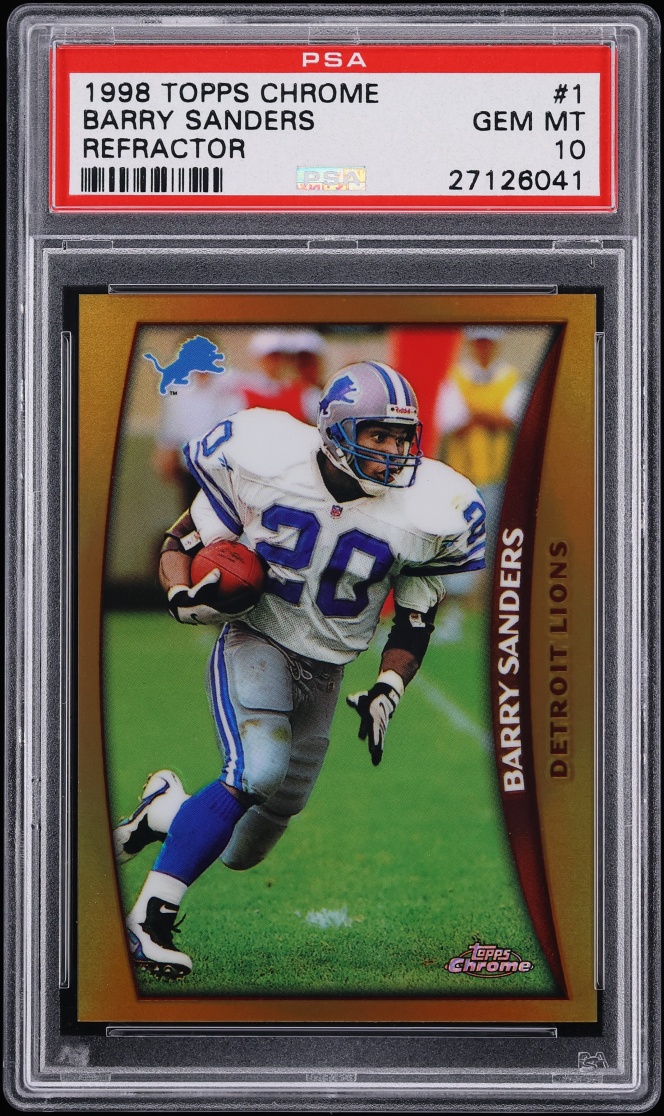 1998 Topps Chrome Refractor Barry Sanders #1 PSA 10 GEM MINT