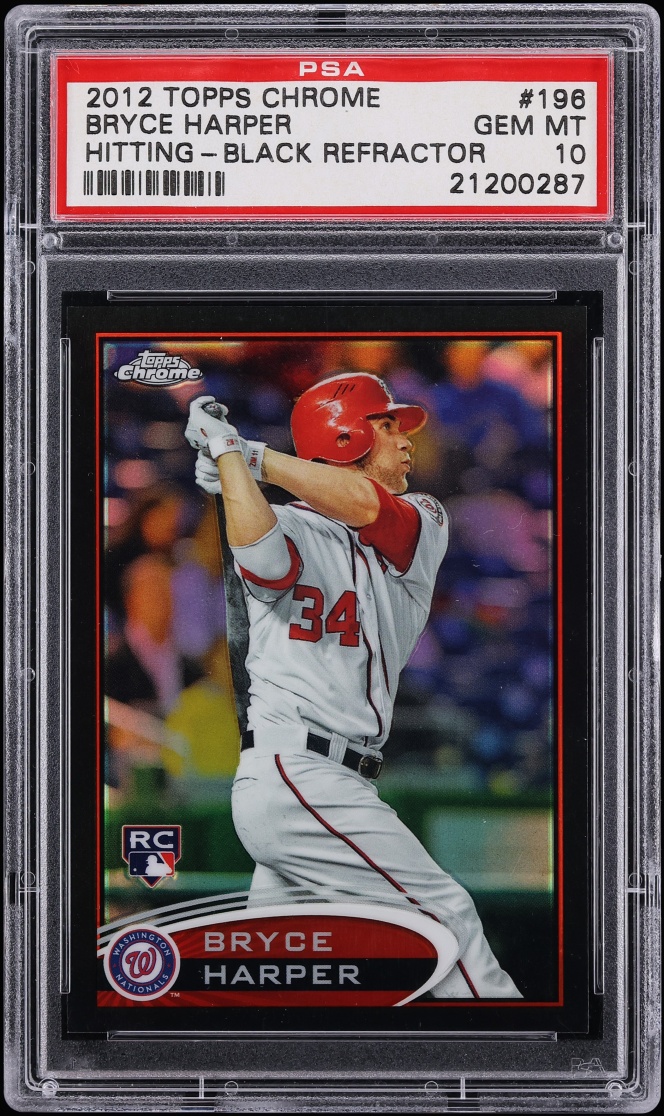 2012 Topps Chrome Hitting Black Refractor Bryce Harper ROOKIE /199 #196 PSA 10 GEM MINT