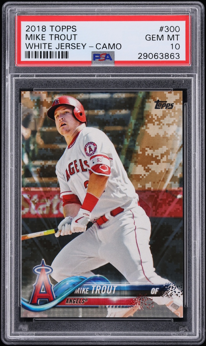 2018 Topps White Jersey Camo Mike Trout 25/25 #300 PSA 10 GEM MINT