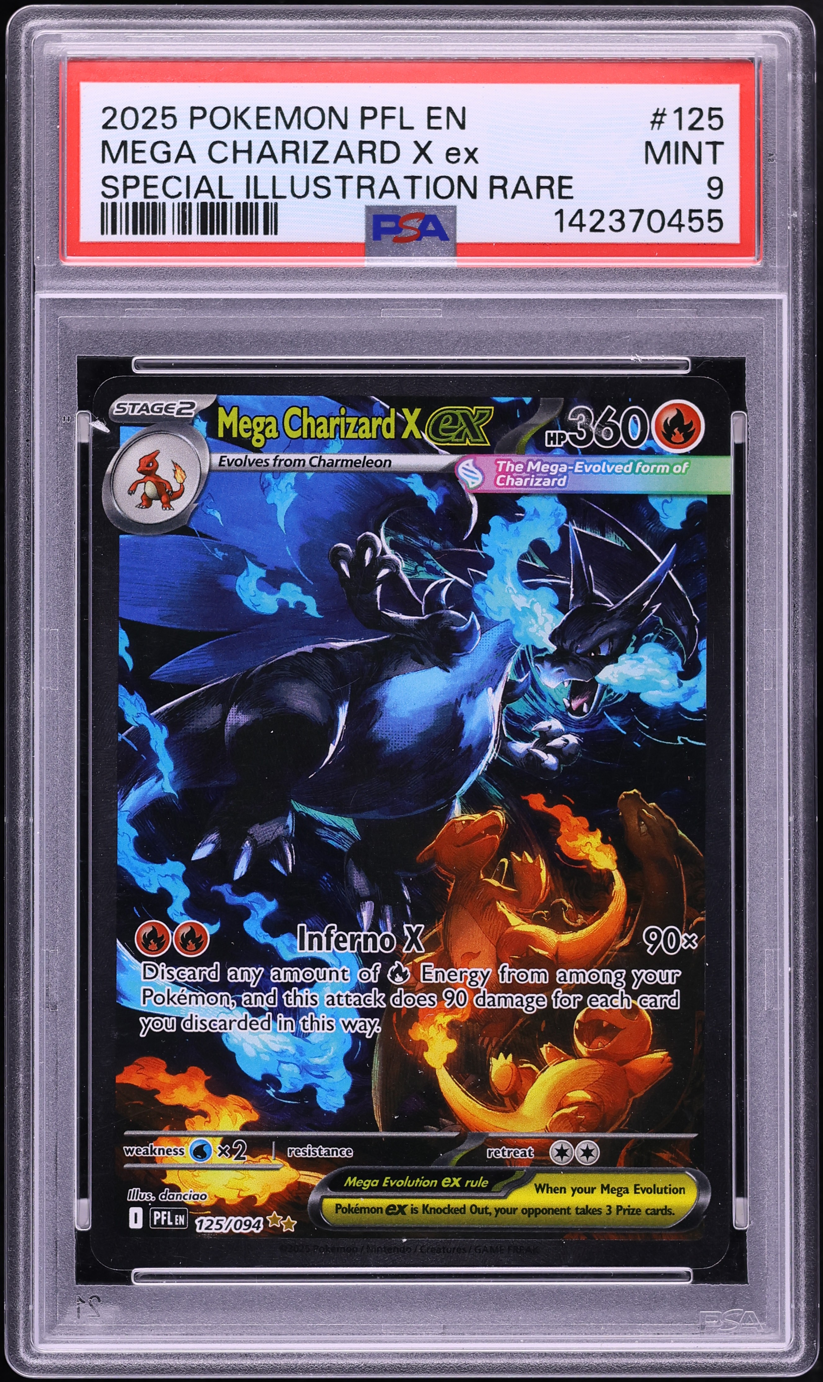 2025 Pokemon Mega Evolution Phantasmal Flames SIR Mega Charizard X Ex #125 PSA 9 MINT