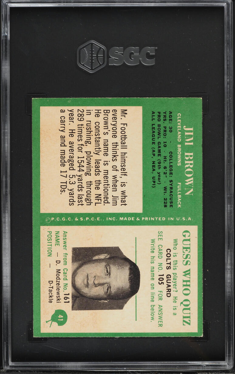 1966 Philadelphia Jim Brown #41 SGC 5 EX