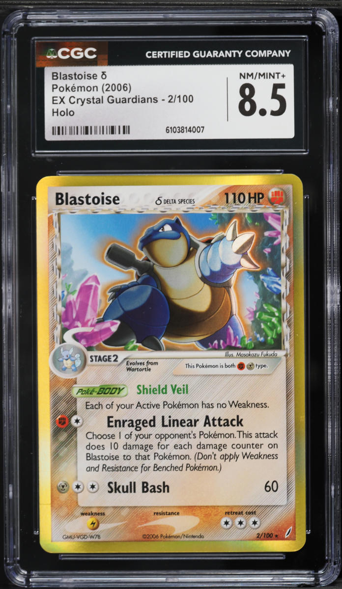 2006 Pokemon EX Crystal Guardians Holo Blastoise #2 CGC 8.5 NM-MT+