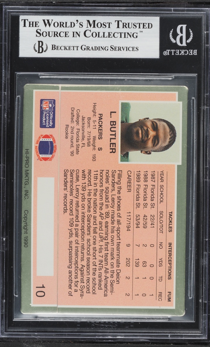 1990 Action Packed Update Leroy Butler ROOKIE #10 BGS 9 MINT