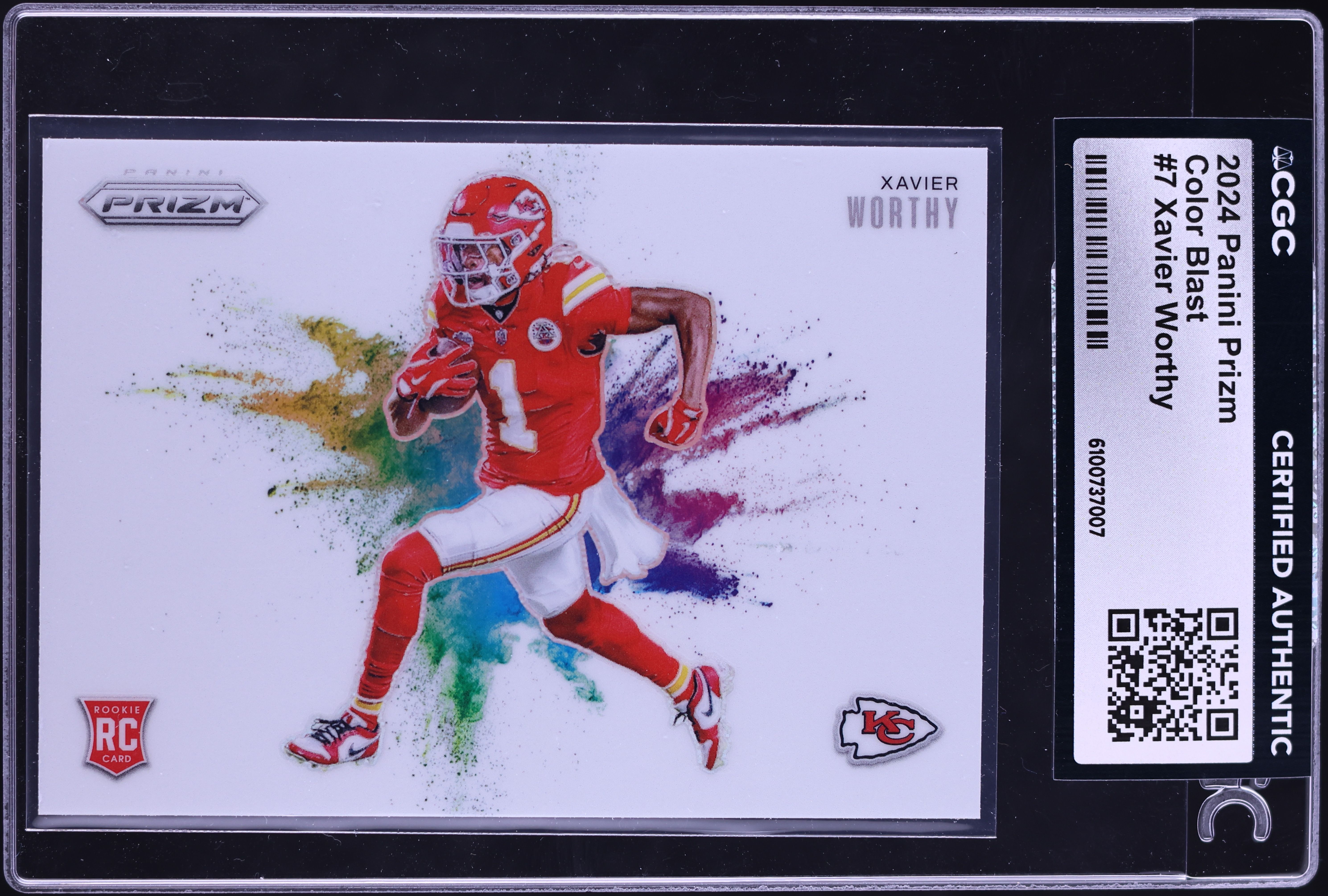 バレーボール　west 2024 Panini Prizm Color Blast Xavier Worthy ROOKIE #7 CGC AUTH on